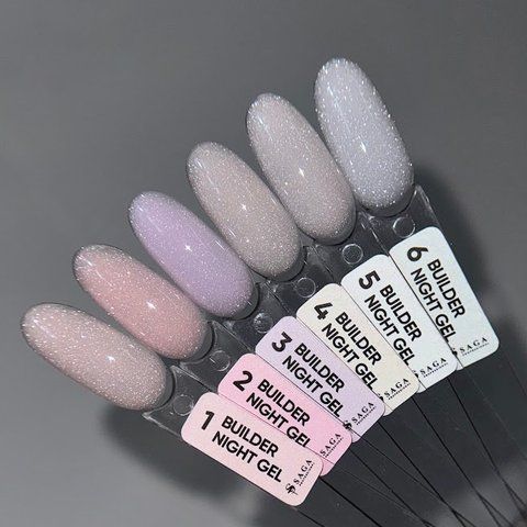 Saga Professional гель для нарощування (Сага) Builder Night Gel світловідбиваючий рожевий №2 30мл ЦН0001402392 фото