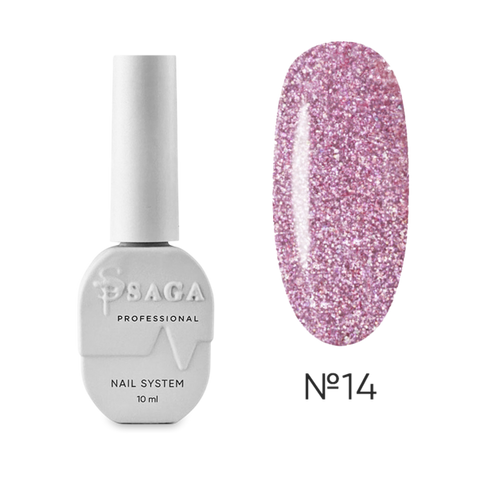 Saga Fiery Gel №14 Світловідбивний гель лак рожевий 10 ml ЦН000135496 фото