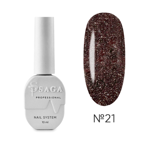 Saga Fiery Gel №21 Світловідбивний гель лак коричневий 10 ml ЦН000135498 фото