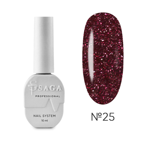 Saga Fiery Gel №25 Світловідбивний гель лак вишневий 10 ml ЦН000135502 фото
